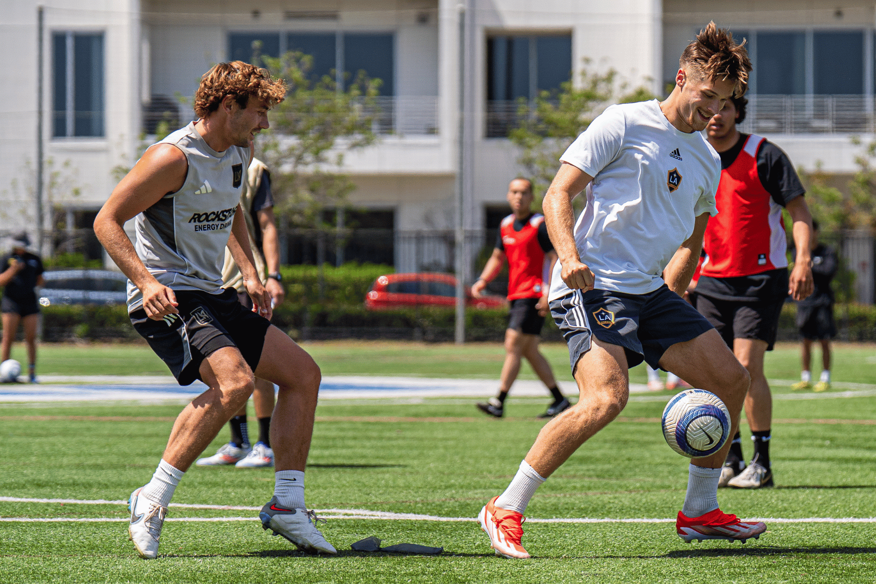 Kenny Nielsen playing soccer against LA Galaxy Luis Muller 